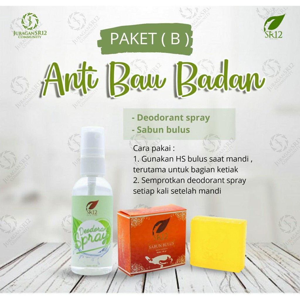 Deodorant Spray SR12 Herbal Ampuh atasi Bau Badan Keringat Berlebih Mencerahkan Ketiak BPOM 60 ml