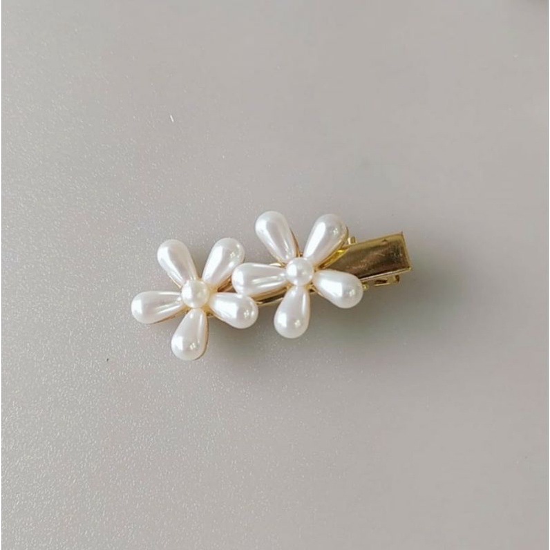 Jepit Korea Bunga Mutiara Rose Flower Pearl Korean Hairpin Jepit Rambut dua bunga