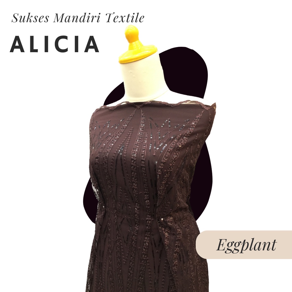 [ALICIA] Brokat Brukat Tile Premium Mewah Warna Eggplant Ungu Tua Gelap Terong | Harga ½ meter = 50 