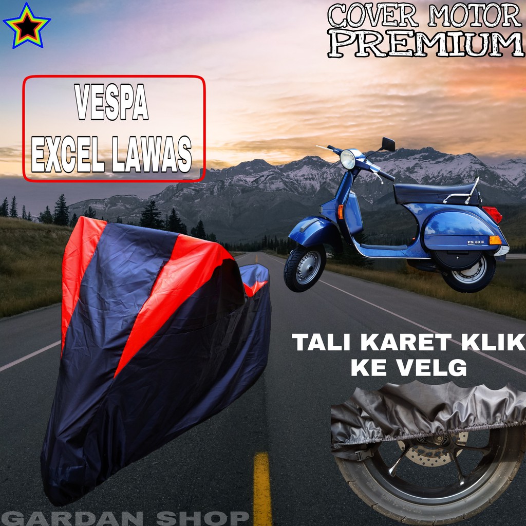 Sarung Motor VESPA EXCEL LAWAS Hitam MERAH Penutup Pelindung Motor Vespa PREMIUM