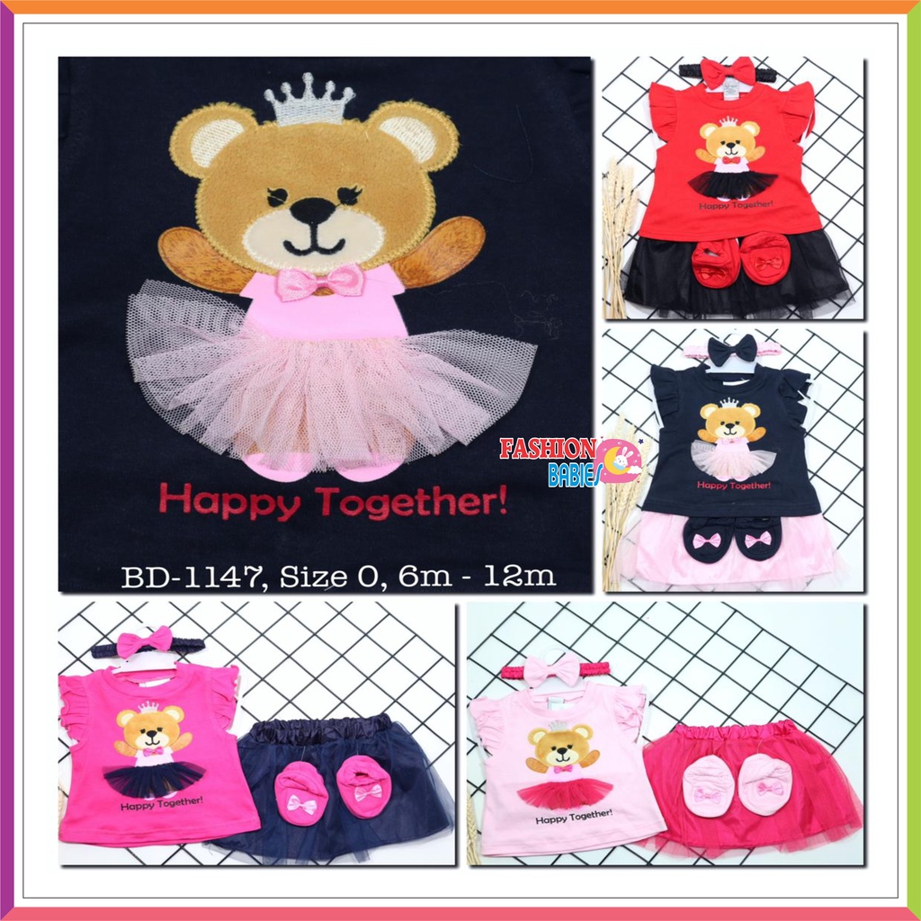 ❤ Baby Fashion ❤ 4in1 SET TUTU BAYI + BANDANA + SEPATU PEREMPUAN 3-12BLN / BABY GIRL TILE SET / KADO