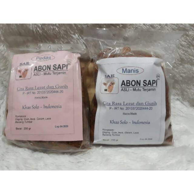 Abon Sapi 250gr Rasa Manis / Pedas Oleh Oleh Khas Solo