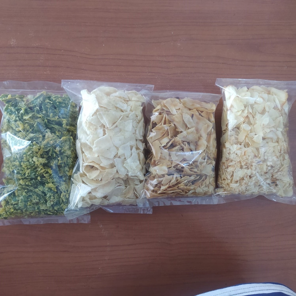 

Remukan Snack Keripik Bayam , Singkong , Bawang , & Gethuk 150 gr - 200 gr