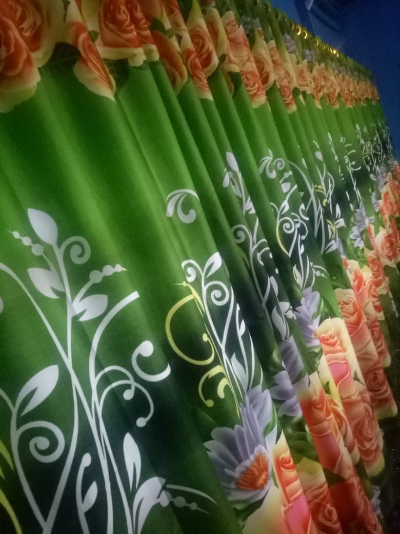 Gorden Pintu Murah Model Smokring 12 Ring Ukuran Panjang Motif Green Rose-grosir Korden Pintu Rumah