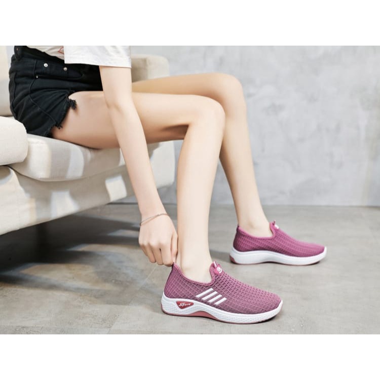 SHOEGALLERY LV0090 Sepatu Wanita Sneakers Import Sepatu Sport Tanpa Tali/ Sepatu Running Wanita Fashion