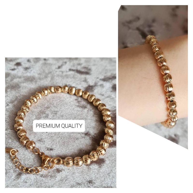 Gelang Krincingan Premium lapis emas anti karat anti alergi Gelang rantai premium silver gold 818