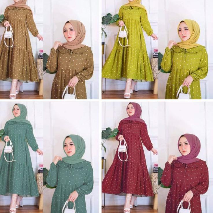 ㅋ MIDI DRESS POLKADOT//MIDI DRES PREMIUM//MIDI DRESS MUSLIM//MIDI DRESS KOREA TERBARU ジ
