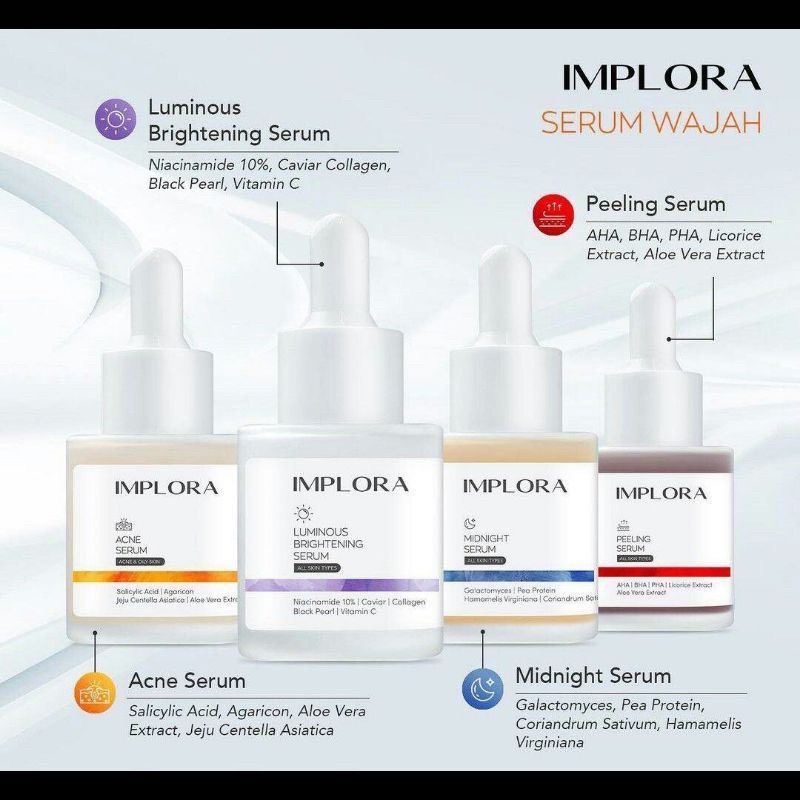 SERUM IMPLORA | SERUM ACNE IMPLORA | SERUM LUMINOUS | SERUM JERAWAT