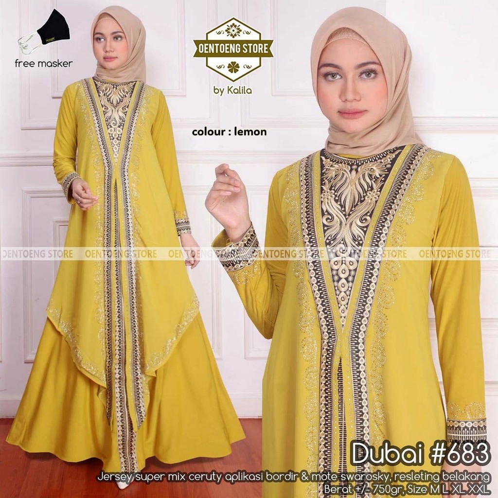 ABAYA DUBAI 683 /GAMIS ABAYA TURKEY MAROON JUMBO LD 120/ABAYA TURKEY WARNA LEMON