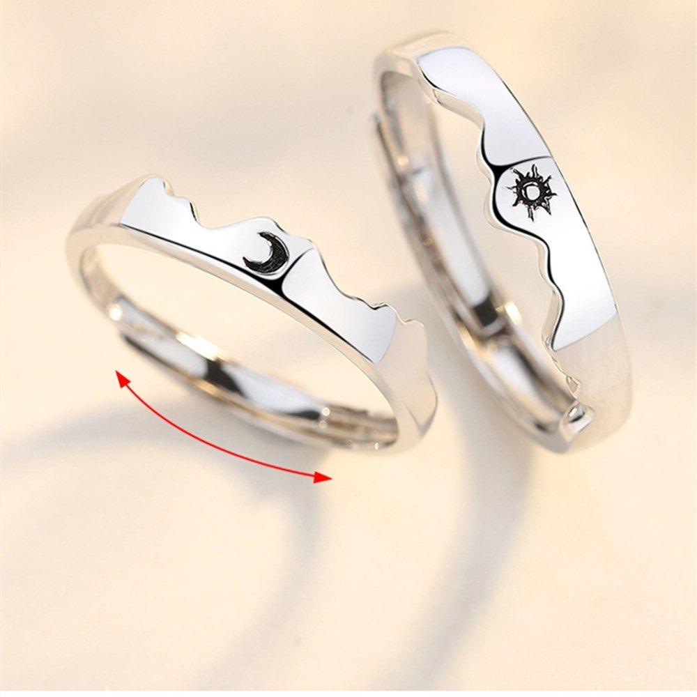 Solighter Cincin Couple Pria Dan Wanita Enamel Fashion Matahari Bulan