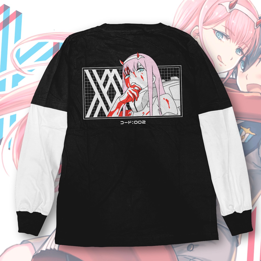 Longsleeve Zero Two Double Layer Black Anime Manga Darling In The Franxx Premium Unisex