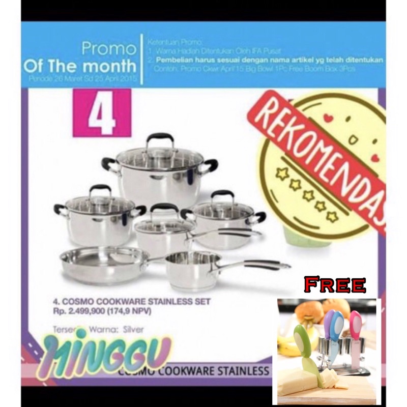 Panci Cosmo Cookware Steinless steel (10pcs) - Cosmo ichef
