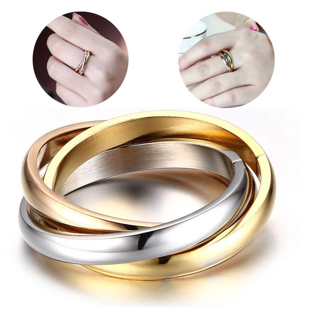 Nanas 2pcs Set Cincin Fashion Wanita Pertunangan Klasik Concatenate