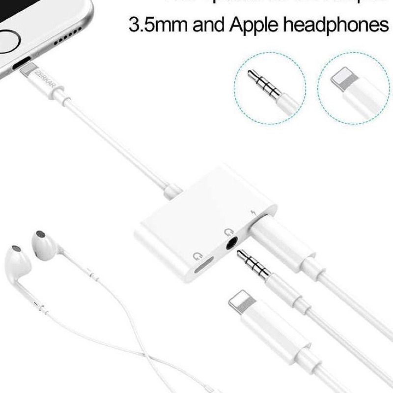 KABEL AUX 3IN1 VIBOX FOR EARPHONE HEADPHONE HANDSFREE COMPATIBLE CHARGING MUSIC JACK AUX 3.5MM LIGHTNING