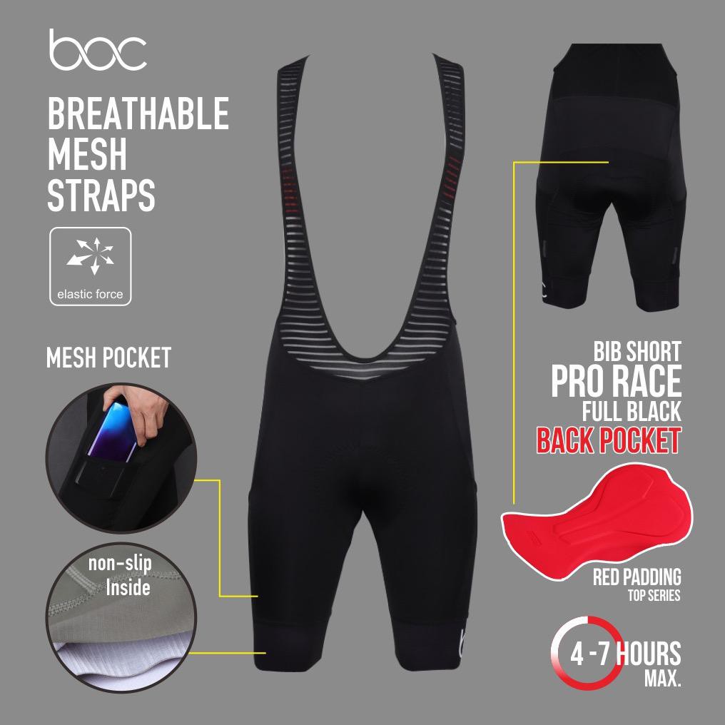 Celana Pendek Sepeda Cycling Cewek/Cowok/Unisex Bib Black