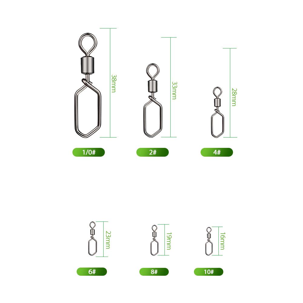 QUINTON Hook Snap Pin Kekuatan Tinggi Stainless Steel Tahan Korosi Barel Putar Umpan Kait Rolling Swivel Link Interlock Snap