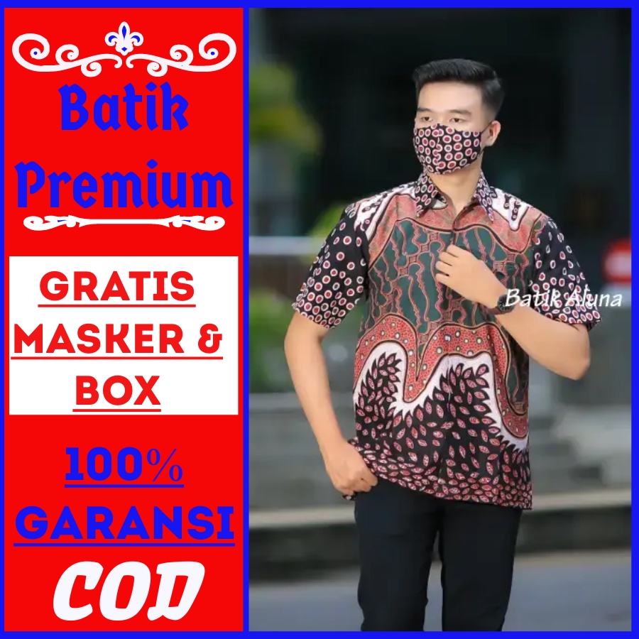 Batik pria lengan pendek premium reguler fit lapis furing modern keren baju kemeja batik kerja kanto