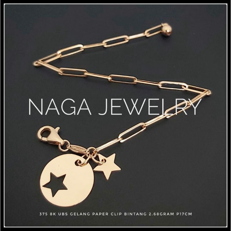 GELANG PAPERCLIP BINTANG EMAS375