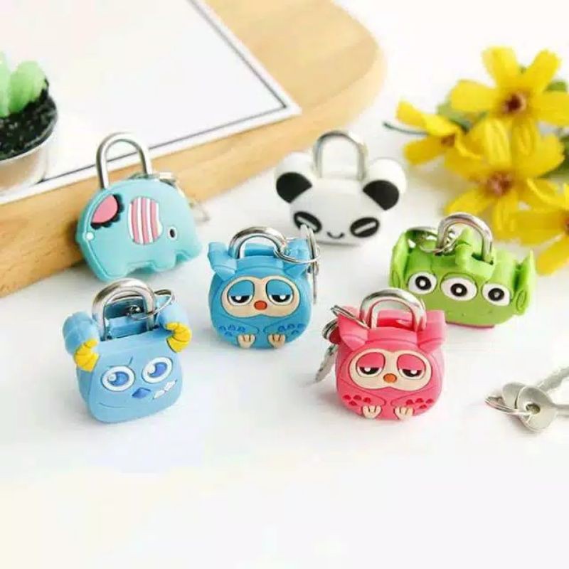 Gembok Karakter Kartun Lucu / Gembok Mini Import / Gembok Mainan