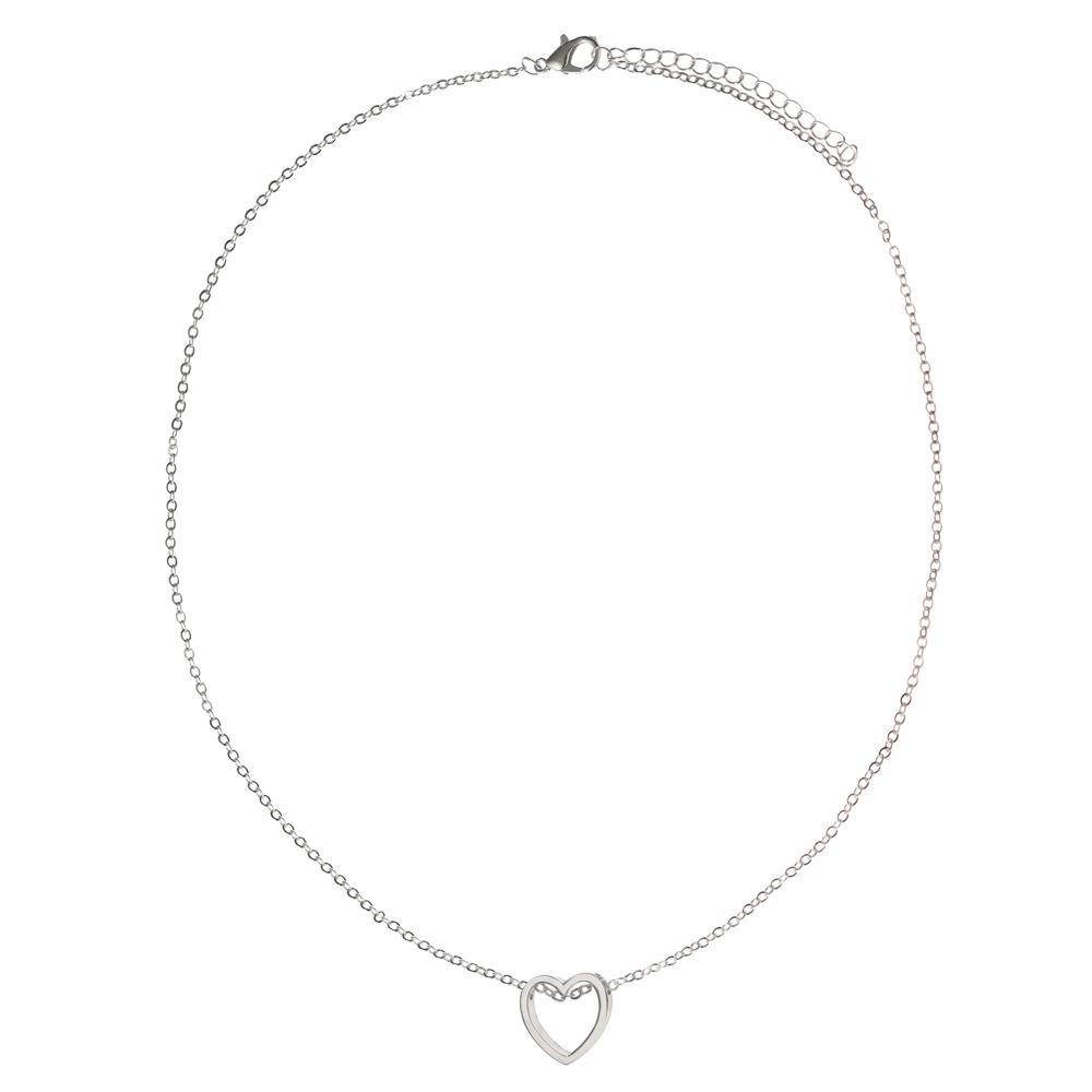 Solighter Liontin Hati Wanita Perhiasan Choker Rantai Stainless Steel