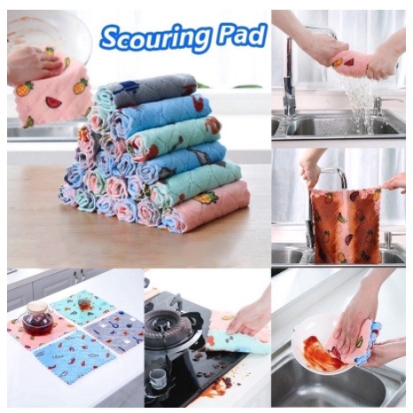 Kain Lap CORAK 25 X 25 CM Meja Piring Dapur Anti Minyak Kain Lap Microfiber Serbaguna