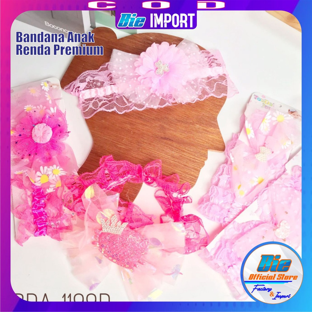 Bandana Anak Korea Renda Karakter Premium Impor Best Seller