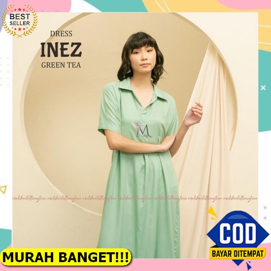 Baru Murah Berkualitas Syiola Midi Dress Wanita Lengan Pendek Kerut Karet - Gaun Rempel Selutut Squa