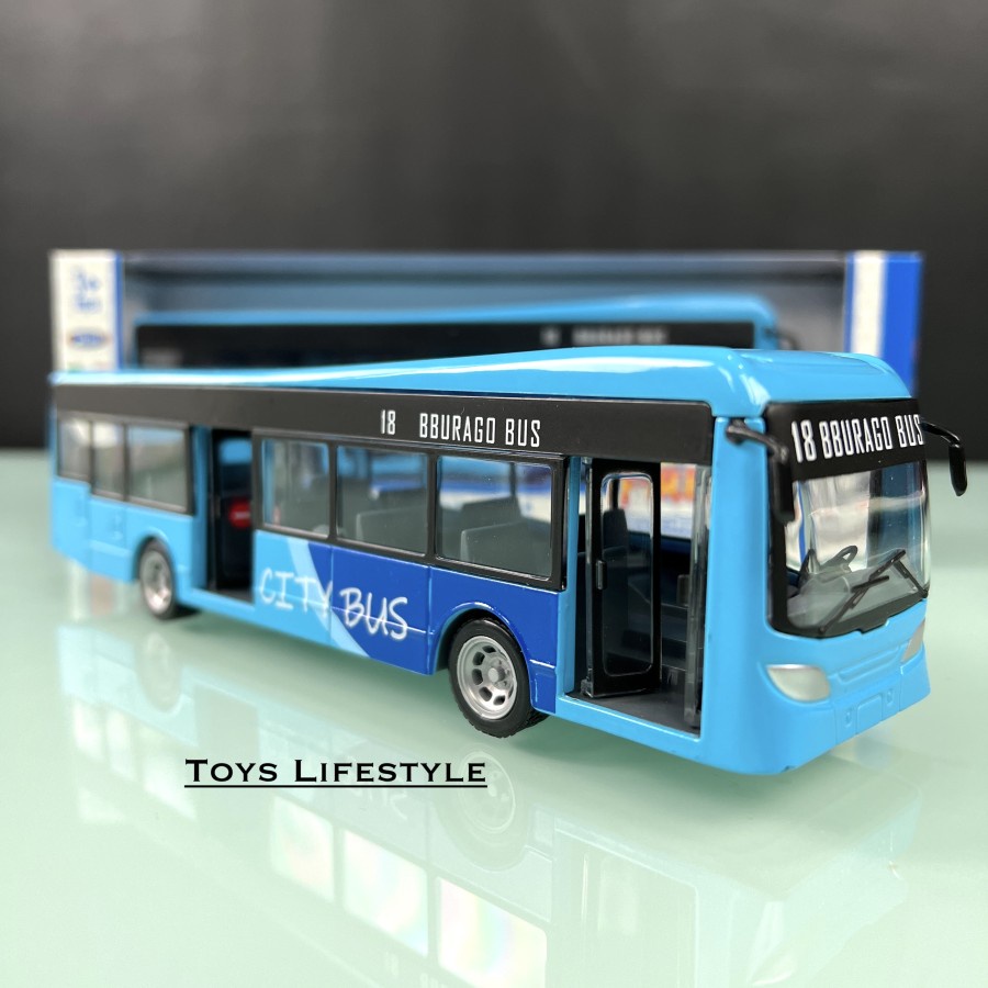 Bburago Diecast - Bus Kota / City Bus with Doors Open Skala 1:43 Blue