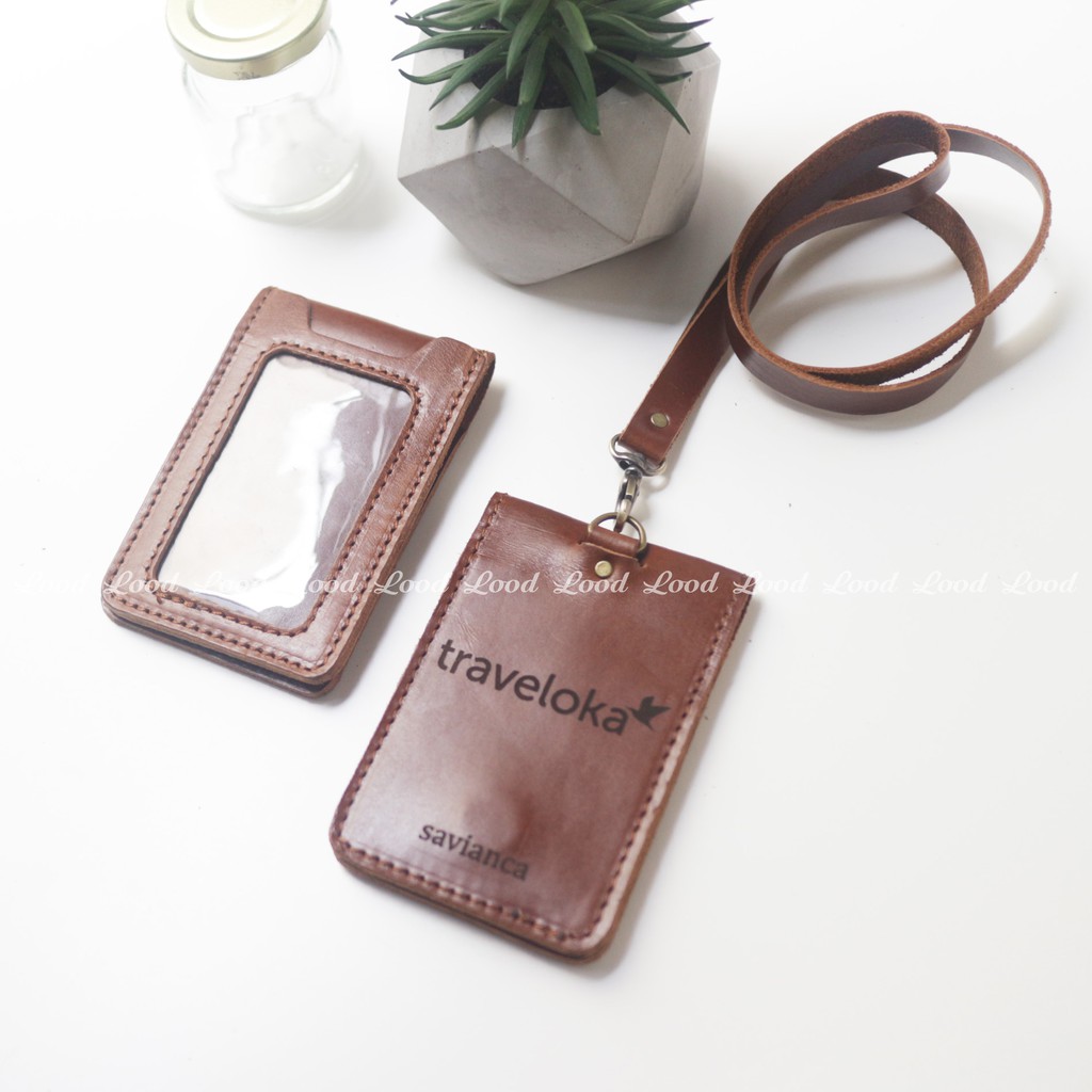 NAME TAG KULIT ASLI - ID CARD HOLDER MAGNETIC KULIT ASLI