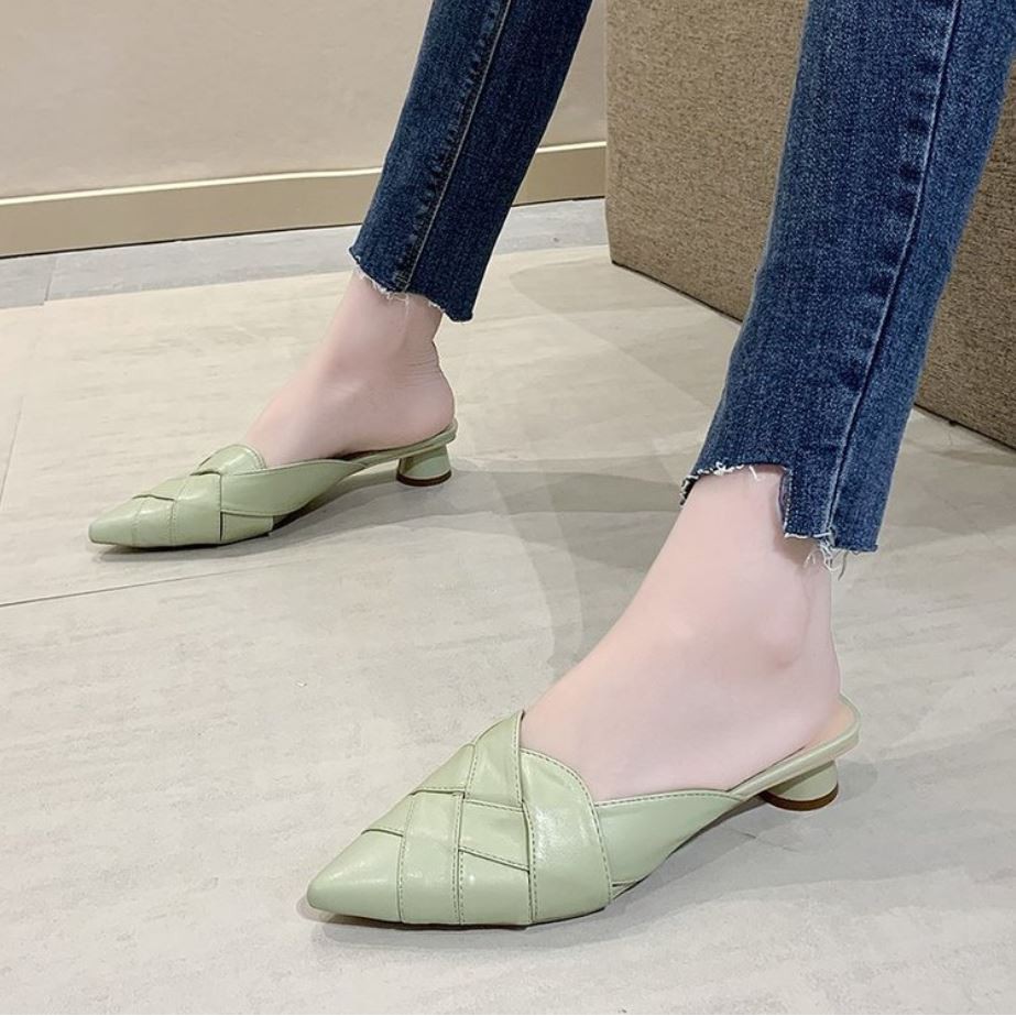 RYS - Plain Rattan Sepatu Mules Korea Fashion Casual/Kantoran - Ori Import