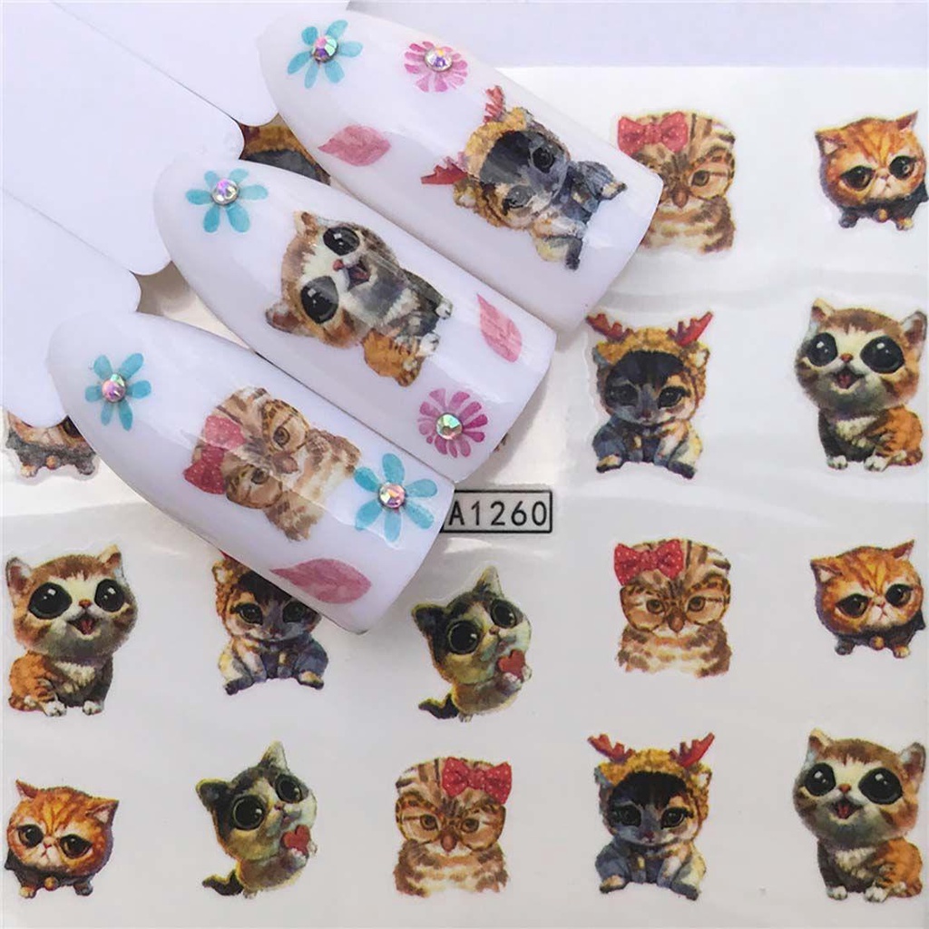 [POPULAR] Summer Nail Art Animal Image Rose Transfer Decal Cute Panda Cartoon Nail Art Stickers Flower Butterfly Blossom Leaf Sliders Decoration Flower Leaves