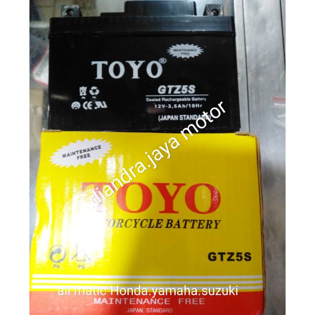 Aki kering Toyo type gtz5s for all matic Honda.yamaha.suzuki