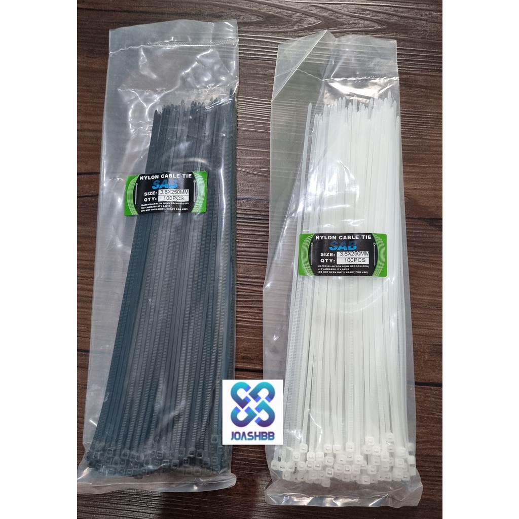 Kabel Ties SAB isi 100bh Putih dan hitam / Cable Tie/ Pengikat Kabel/ Dasi Kable