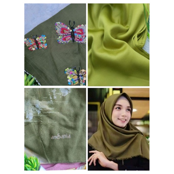 Hijab Segi Empat S4 warna Hijau Army