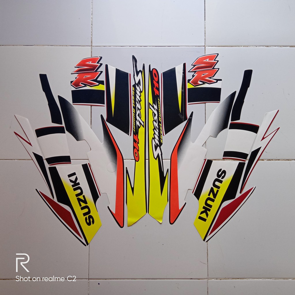 striping stiker motor suzuki smash Sr 110 2005 merah