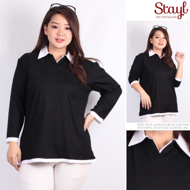 LD 112 (FIT TO 2XL) Atasan blouse - Fashion muslim - blouse jumbo mix katun xxl stayl superbig lorna