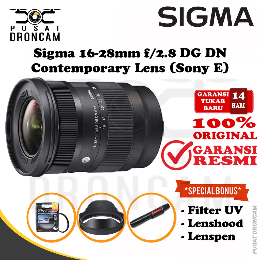 Lensa Sigma 16-28mm f2.8 Fullframe DG DN Contemporary Lens / Sigma 16-28 mm f/2.8 Original Resmi
