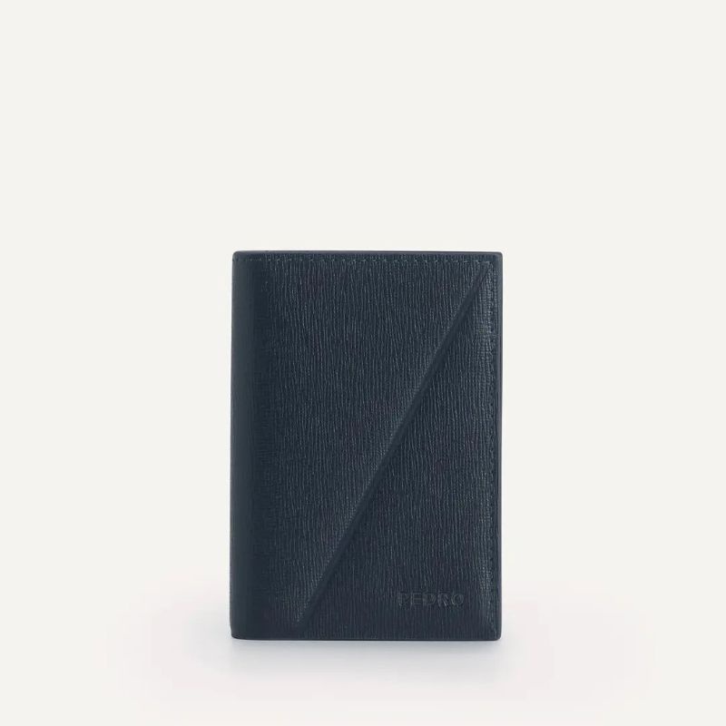 PDRO Men Textured Leather Bi-Fold Cardholder