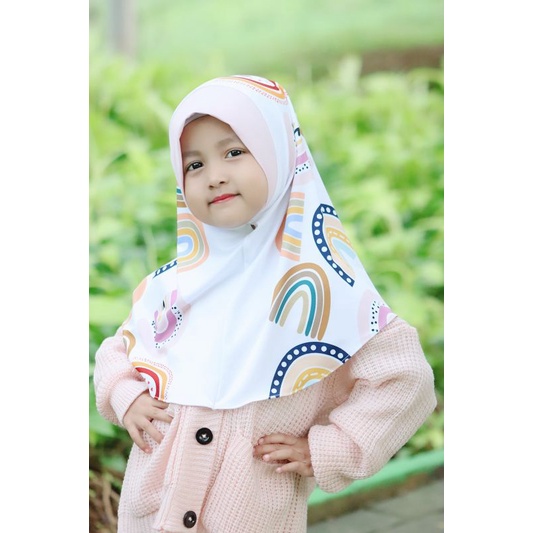 HIJAB INSTANT ANAK MOTIF RAINBOW ESTETIC / HIJAB INSTANT ANAK LUCU / KERUDUNG ANAK KARAKTER / JILBAB ANAK KARAKTER