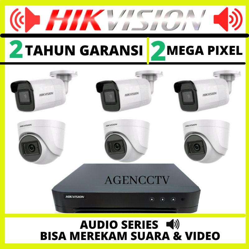 PAKET CCTV HIKVISION 8 CHANNEL 6 KAMERA 2MP AUDIO SERIES FULL HIKVISION