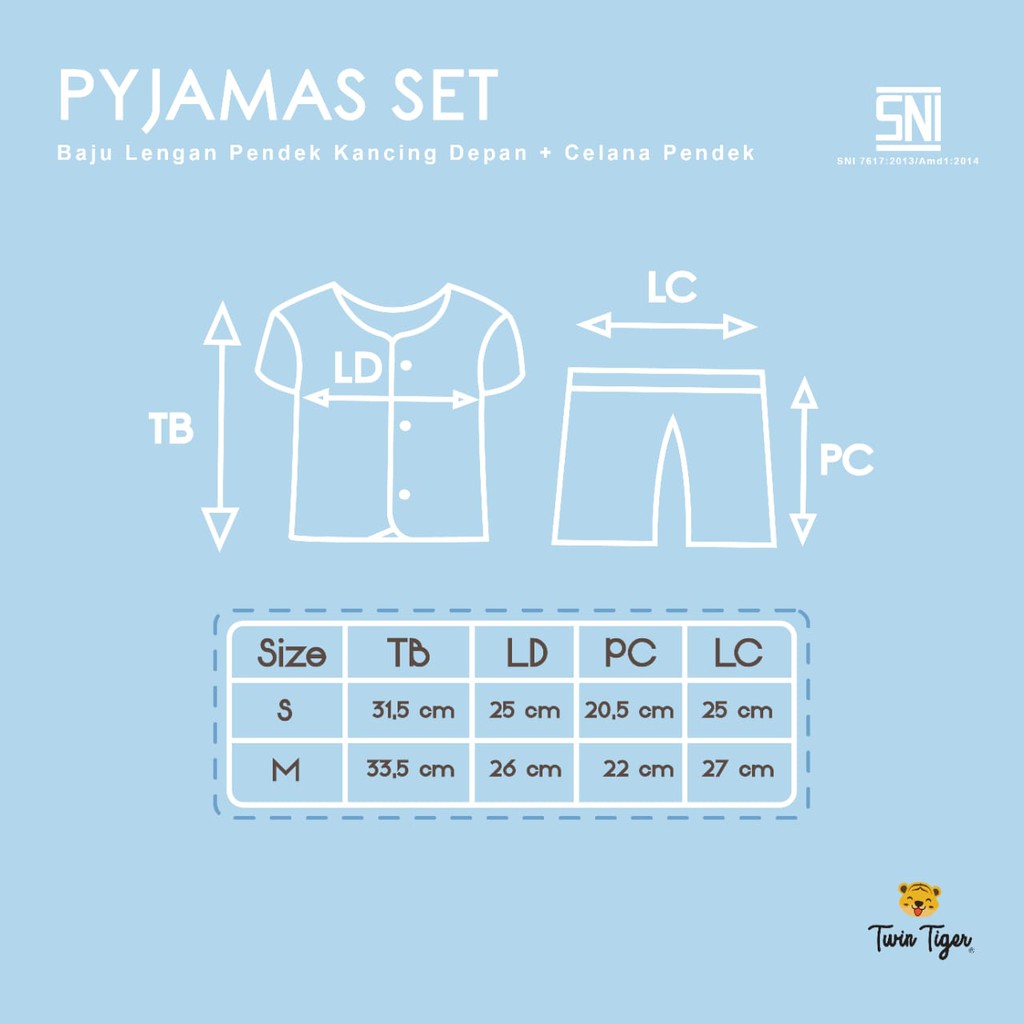 TWIN TIGER SETELAN PIYAMA PENDEK / PANJANG / PENDEK PANJANG / SINGLET PREMIUM/KOALA GARIS /  TWIN BERUANG