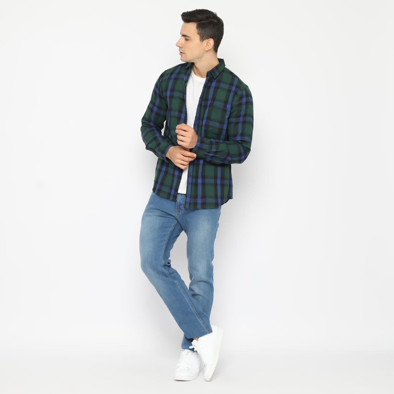 Code Male Kemeja Flanel Pria Hector Green Slimfit