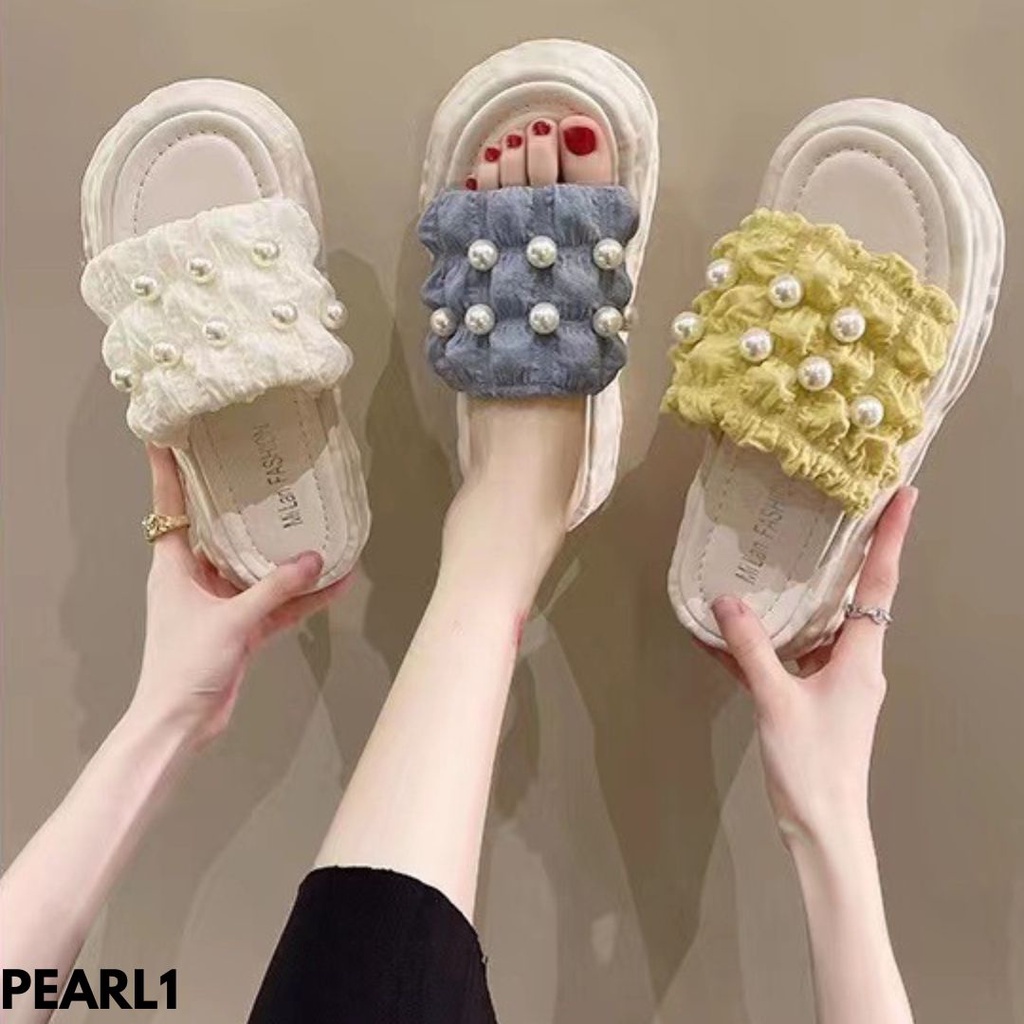 SANDAL WANITA SLIP-ON PRAKTIS GET IT NOW DAN JADI TINGGI WES KEREN BAHAN PVC IMPORT PEARL1