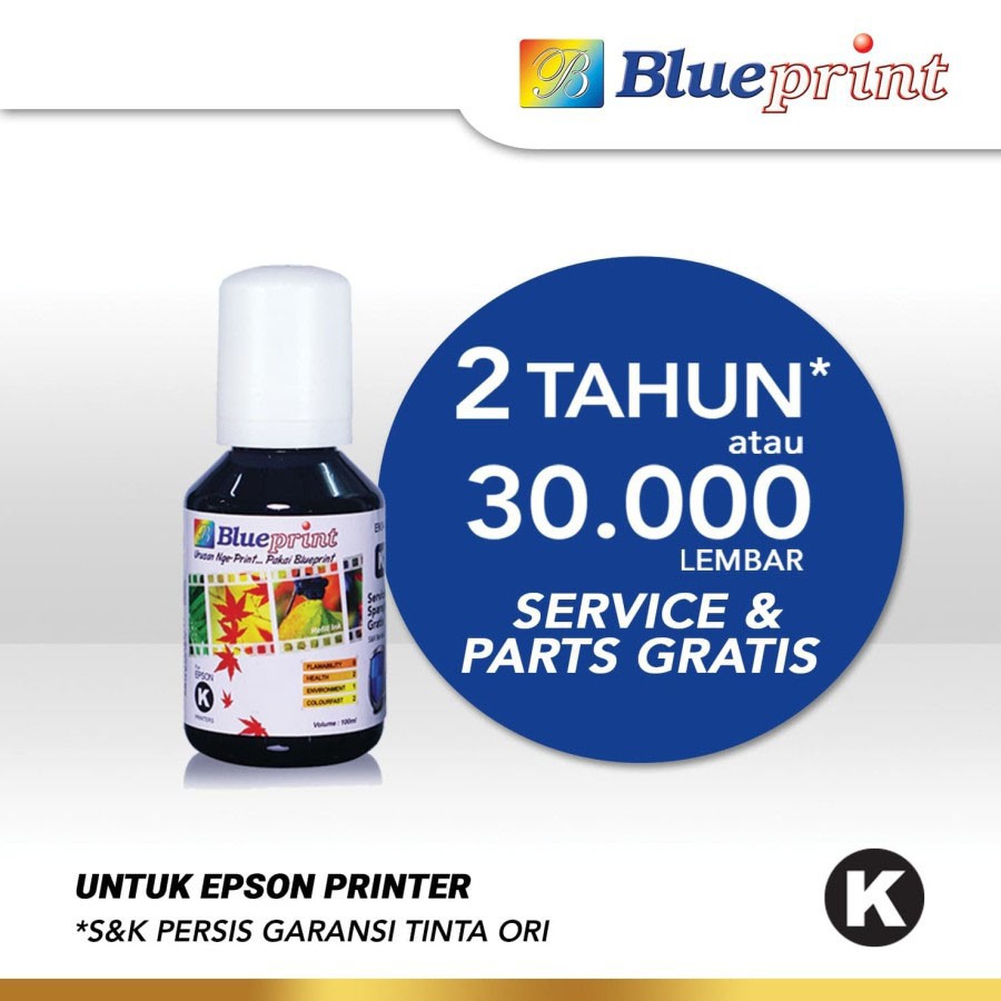 Blueprint Epson 003 Tinta Botol 100ml 4 Warna Black Cyan Magenta Yellow