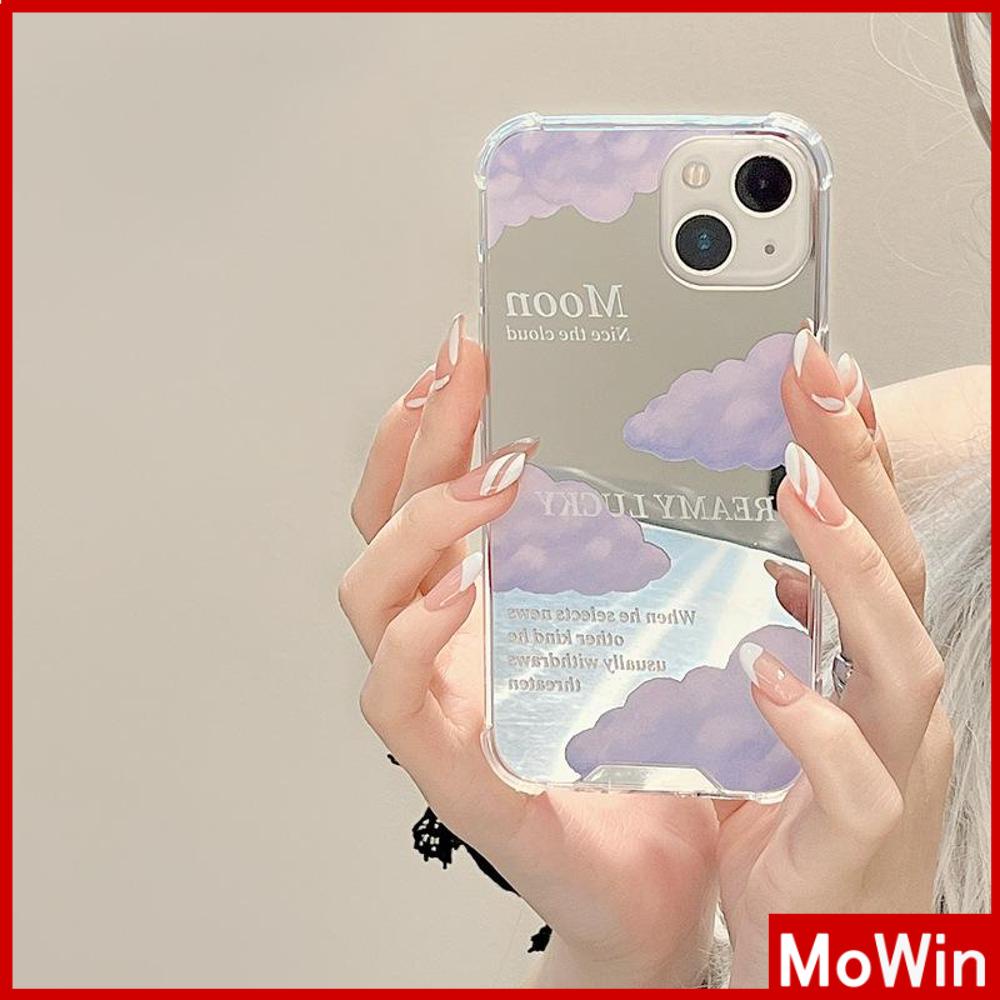 iPhone Case Acrylic Luxury Makeup Mirror Airbag Shockproof Protection Camera Purple Clouds Cute Compatible For iPhone 11 iPhone 13 Pro Max iPhone 12 Pro Max iPhone 7 Plus iPhone xr