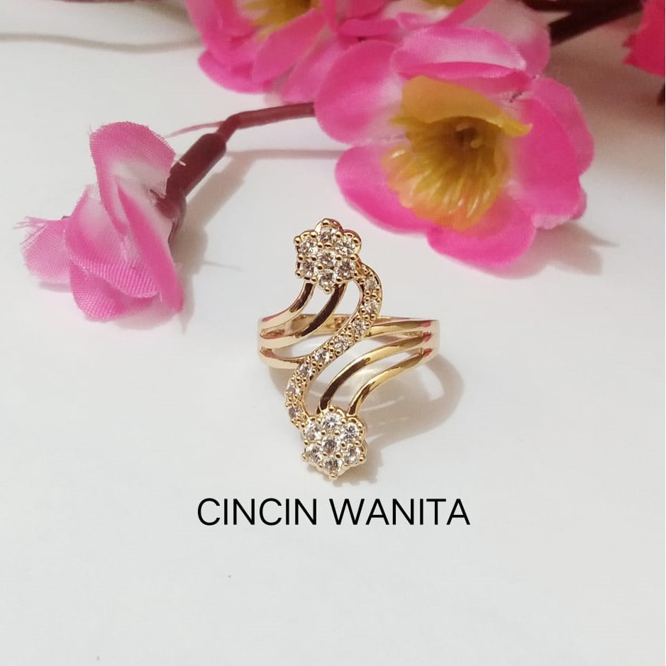 Kenten Acc - Cincin Permata Perhiasan Wanita Warna Emas Xuping Motif Bunga / Cincin Dewasa D-1