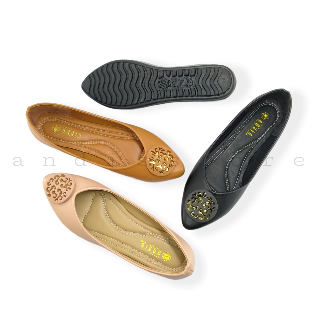 Sepatu Flat Shoes Wanita Andis AN 29 Kulit Sintetis Anti Licin