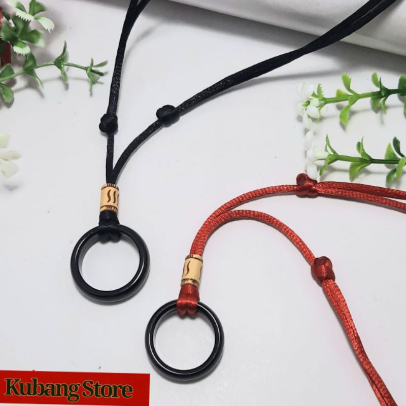Kalung Tali Bandul cincin Giok Hitam Kalung Pria Wanita Kalung Keren Kalung Tali Murah