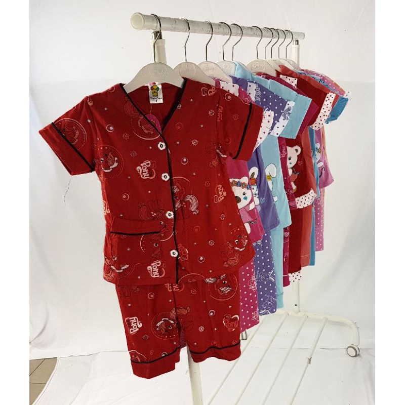 BAJU TIDUR PIYAMA ANAK PEREMPUAN 1-9 TAHUN RANDOM MOTIF BAJU TIDUR KAOS