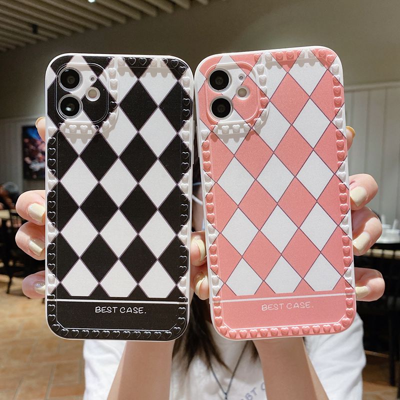 4Colors！Diamond Lattice Soft Case HP VIVO V5S V5 Lite Y19 S1 Pro V9 Y83 Y81 Love Frame Casing iP iPhone 12 13 Pro Max